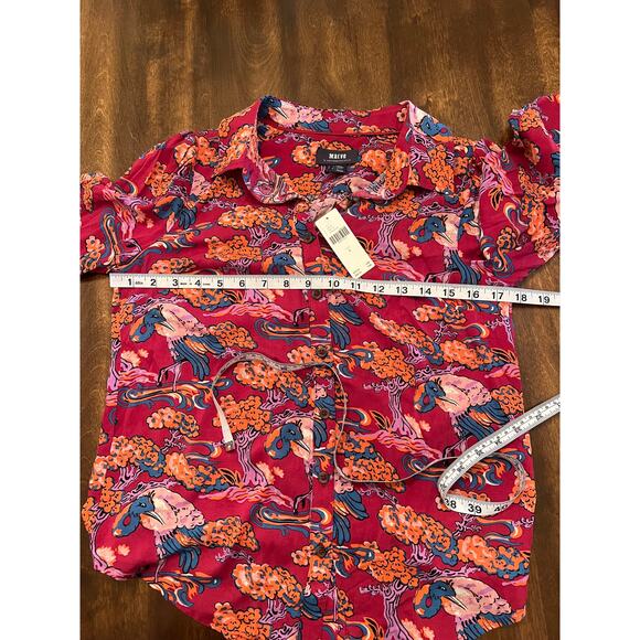 NEW Maeve Anthropologie Women's Darla Printed Button Down Blouse Size 0 - Picture 9 of 11